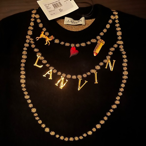 Lanvin necklace-motif knitted jumper in black. Brand new with tags - Picture 2 of 8